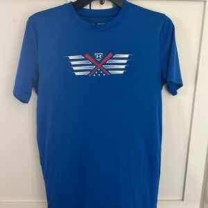 Under Armour Boy’s Blue Short-Sleeve Performance Tee with White & Red Graphic